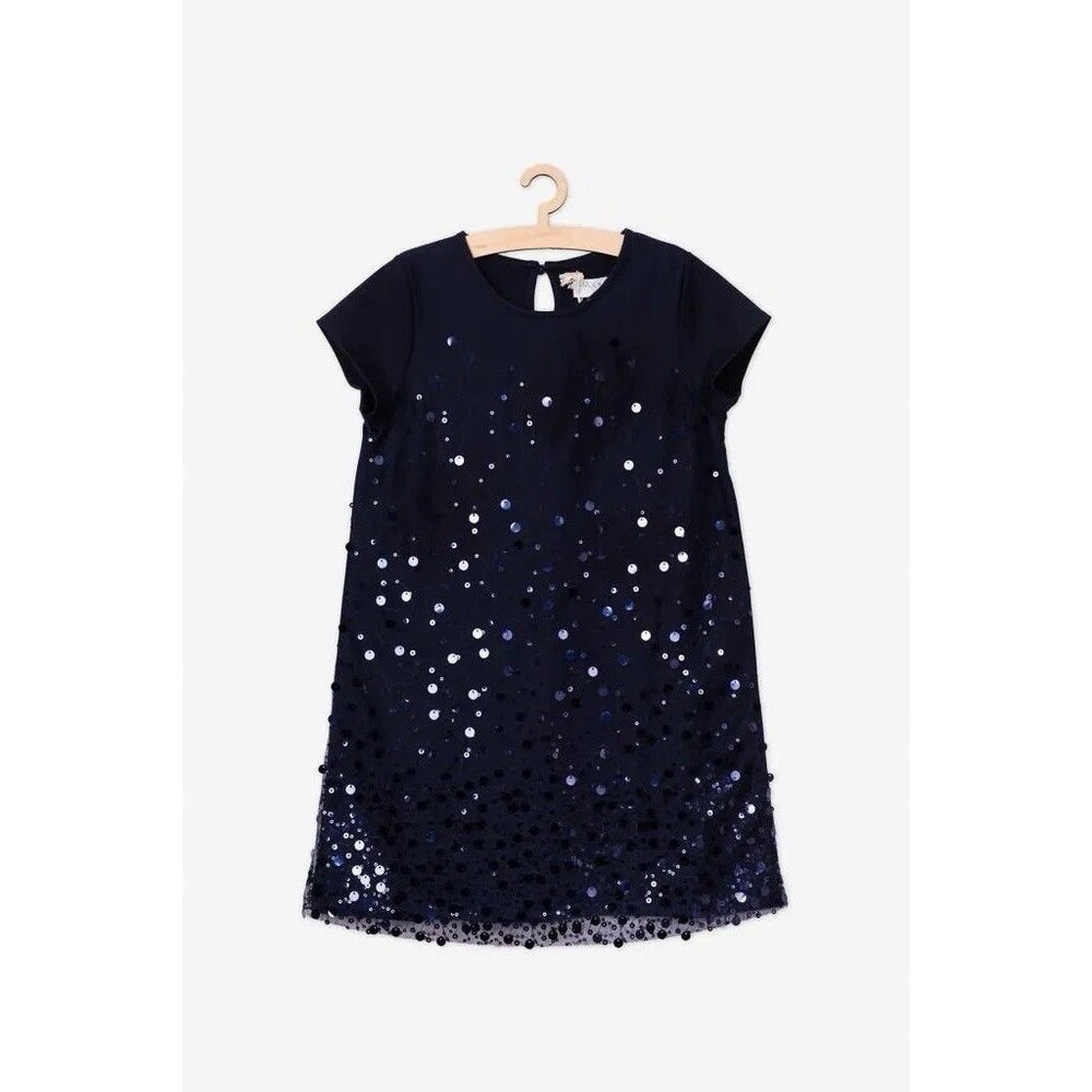 Max & Mia European Girls Blue Sequin Short Sleeve Dress 116 Size 5/6